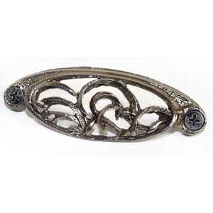 Emenee OR280-ABS Premier Collection Elegant Bin Pull 3-1/2 inch x 1-3/8 inch in Antique Bright Silver Bloom Series